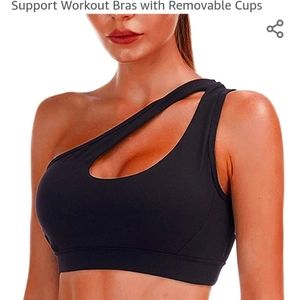 One Shoulder Sports Bra for Women Padded Yoga Bra